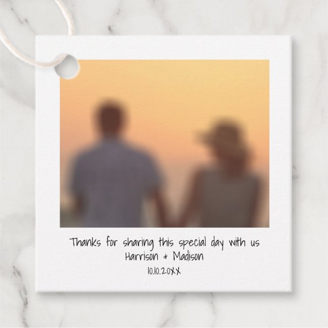 Retro-snabbfoto namn personligt bröllp gåvor etiketter (Framsida)