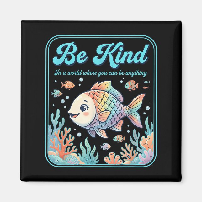 Retro Snälla Fisk Regnbåge Autism Acceptans SPED Magnet (Framsidan)