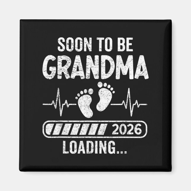 Retro Snart Blivande Mormor 2026 Laddar Graviditet Magnet (Framsidan)
