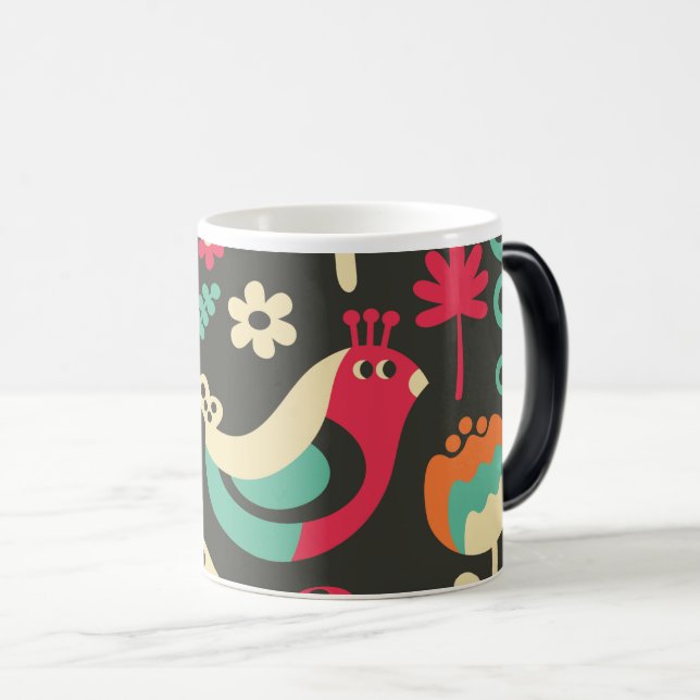 “Retro Snigel i en Färgrik Trädgårdsmönster Mugg (Framsida höger)