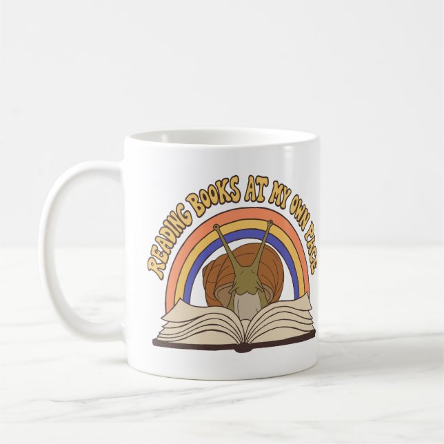 Retro Snigel Läs böcker Kaffemugg (Vänster)