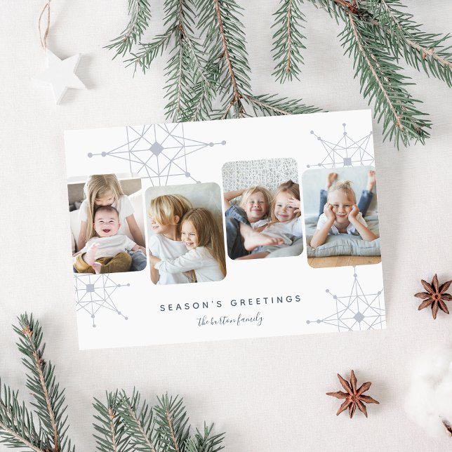 Retro Snö | 4 Fotokollage Julkort (Skapare uppladdad)