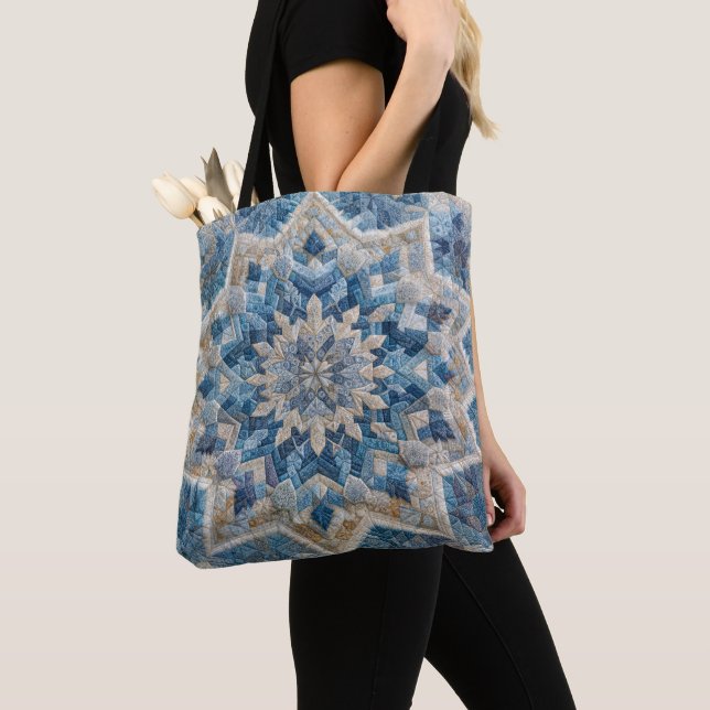 Retro snöflinga Kalejdoskop Quilt  Tygkasse (Närbild)