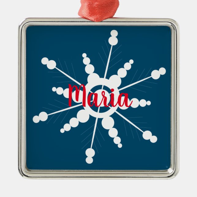Retro Snöflinga Vektor Design Julpresent Julgransprydnad Metall (Framsidan)