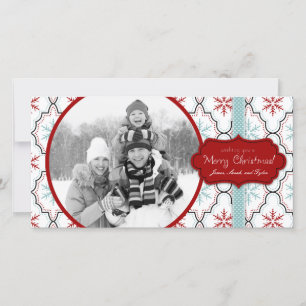 Retro Snöflingor-fotokort Julkort