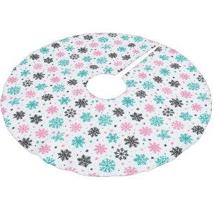 Retro Snöflingor Julgransmatta Borstad Polyester