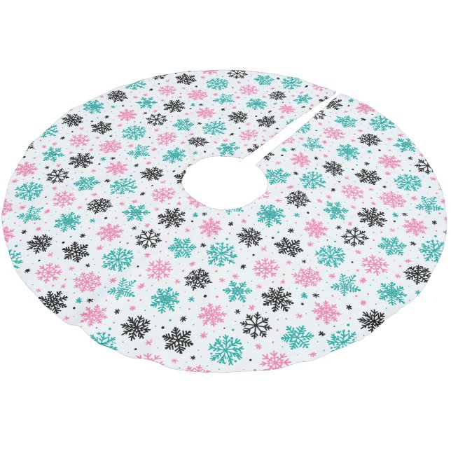 Retro Snöflingor Julgransmatta Borstad Polyester (Vinklad)