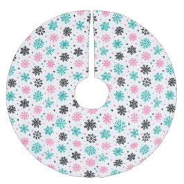 Retro Snöflingor Julgransmatta Borstad Polyester