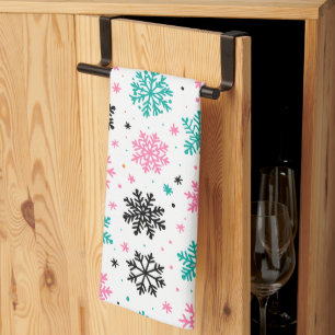 Retro Snöflingor Kökshandduk