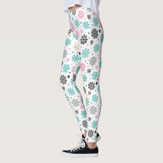 Retro Snöflingor Leggings (Vänster)
