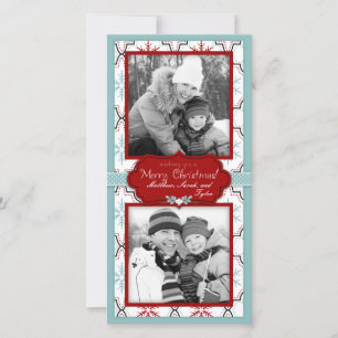 Retro Snöflingor Photo Card Duo Julkort