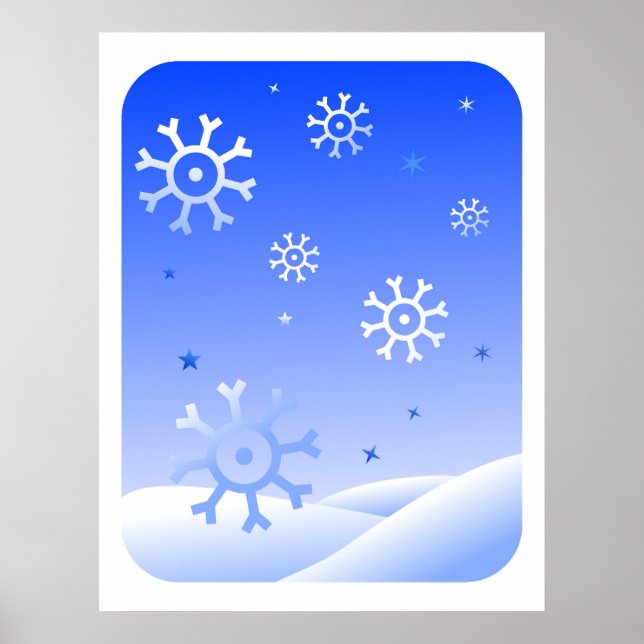 Retro Snöflingor Poster (Framsidan)
