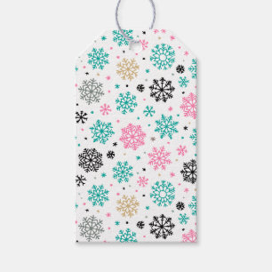 Retro Snöflingor Presentetikett