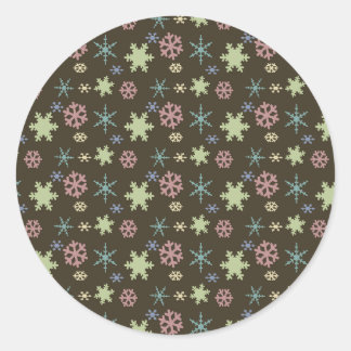 Retro Snöflingor Sticker Runt Klistermärke