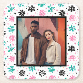 Retro Snöflingor Underlägg Papper Kvadrat