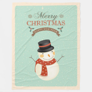 Retro Snögubbar Gott nytt år God jul Fleecefilt