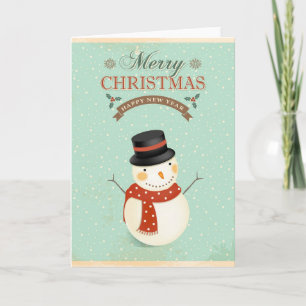 Retro Snögubbar Gott nytt år God jul Helgkort