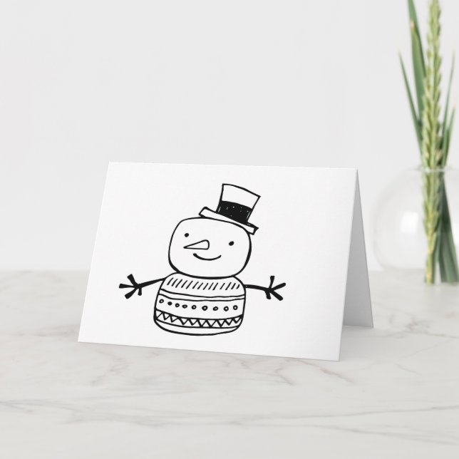 Retro snöman glad allt lycklig alltid helgkort (Framsida)