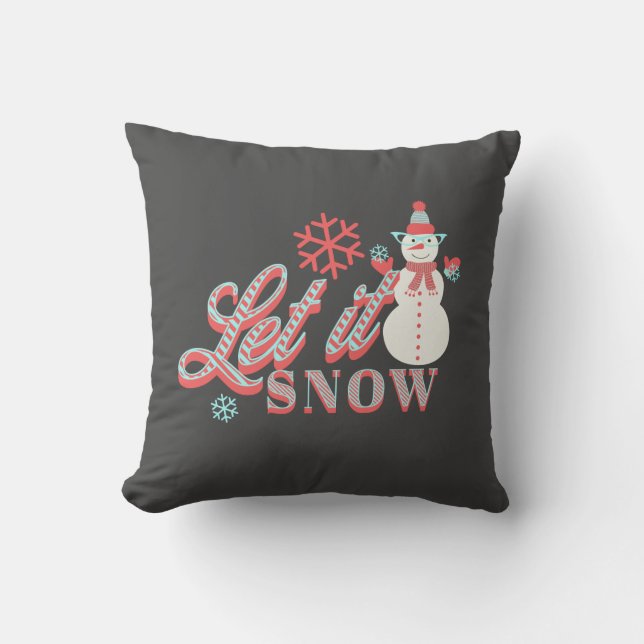 Retro Snorman Låt det Snöa Jul  Kuddcover Kudde (Framsida)