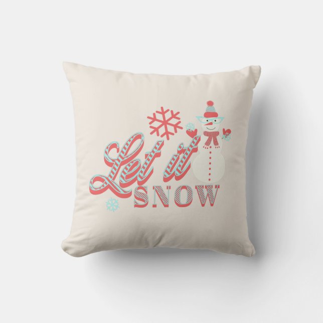Retro Snorman Låt det Snöa Jul  Kuddcover Kudde (Framsida)
