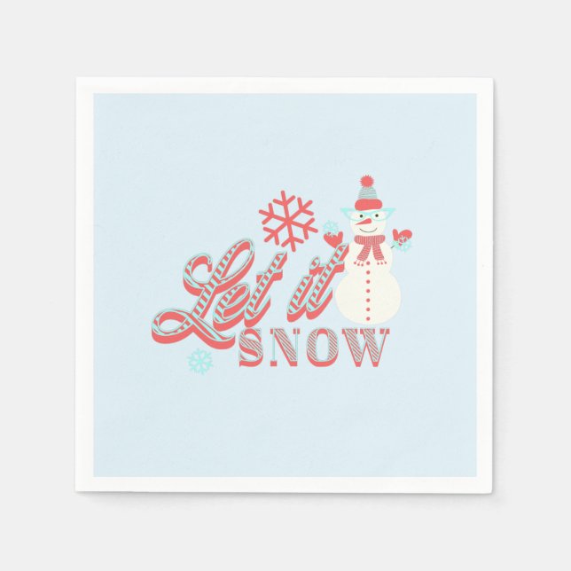 Retro Snorman Låt det snöa Jul Pappersservett (Framsidan)