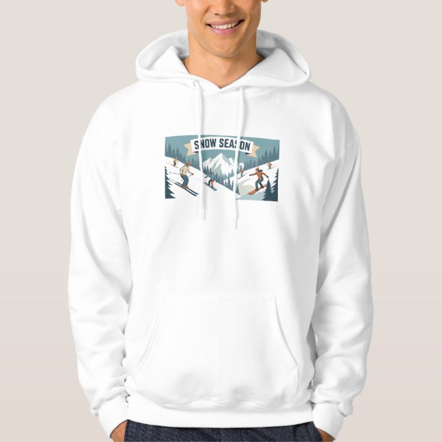 Retro "Snösäsong" Vinterskjutning & Snowboard Hoodie (Framsida)