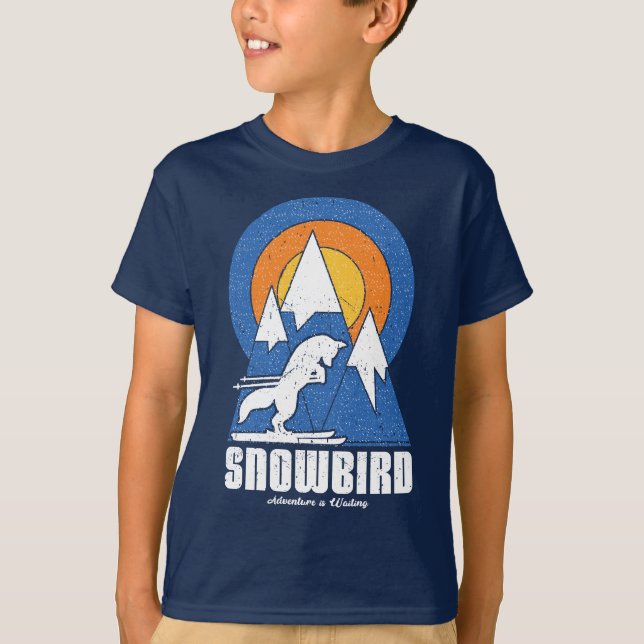 Retro Snowbird Ski White Fox T-Shirt (Framsida)