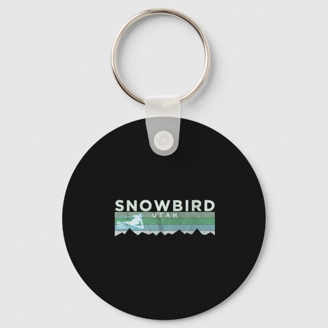 Retro Snowbird, Utah Distress Skiing Nyckelring (Framsida)
