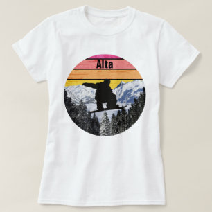 Retro Snowboard Alta Mountain Slopes T Shirt