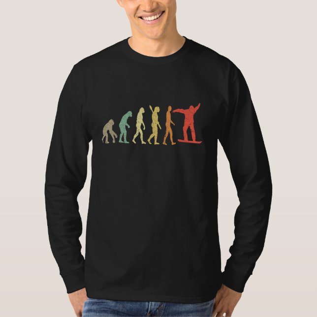 Retro Snowboard Evolution Rolig Snowboardåkare Vin T Shirt (Framsida)