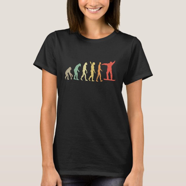 Retro Snowboard Evolution Rolig Snowboardåkare Vin T Shirt (Framsida)