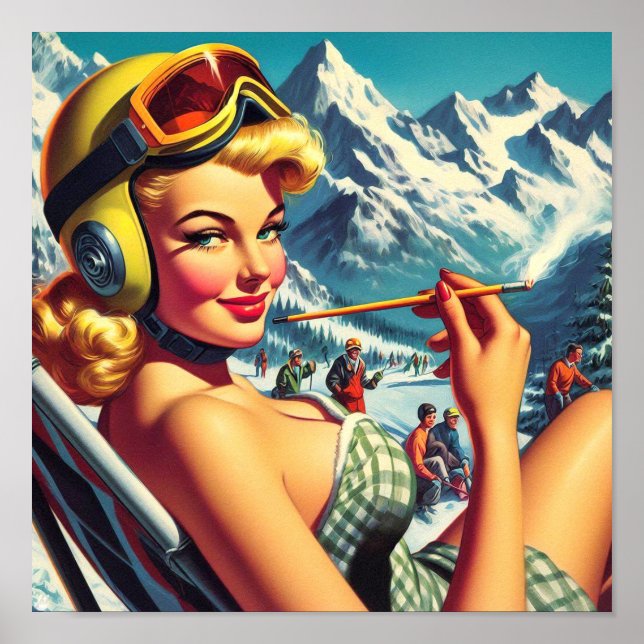 Retro Snowboard Girl Poster (Framsidan)
