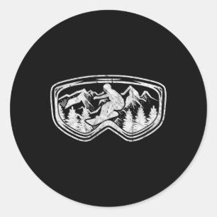 Retro Snowboard Goggles Gift Snowboarder Snö Runt Klistermärke