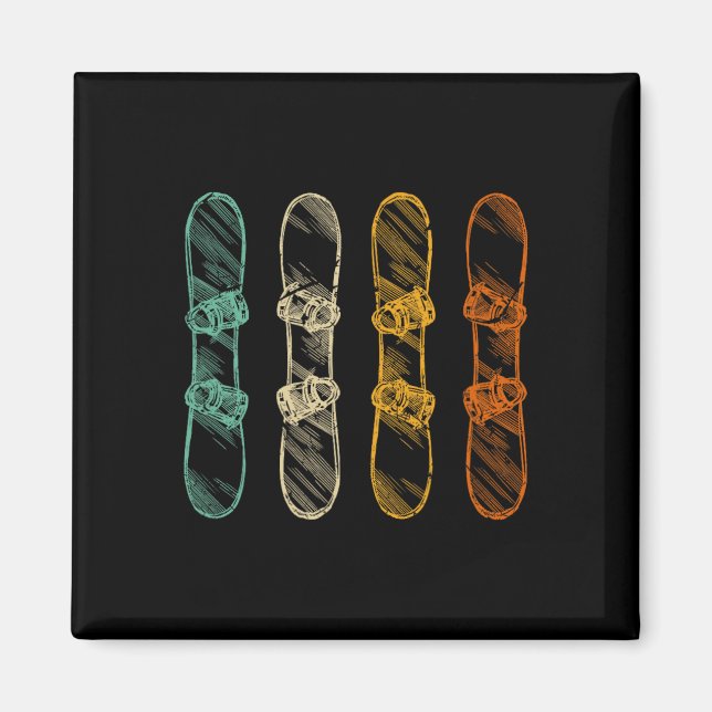 Retro Snowboard Snowboarding Magnet (Framsidan)