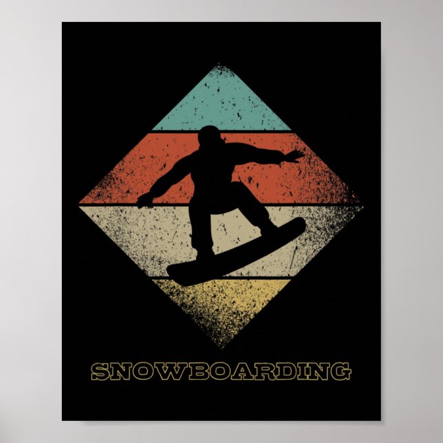 Retro Snowboarder 1960's Stil Snowboarder 1970's Poster (Framsidan)