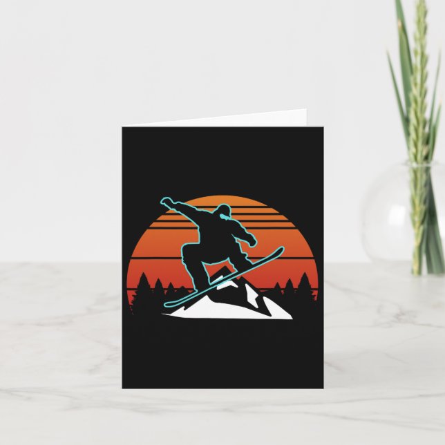 Retro Snowboarder Gifts Winter Sports Kort (Framsida)