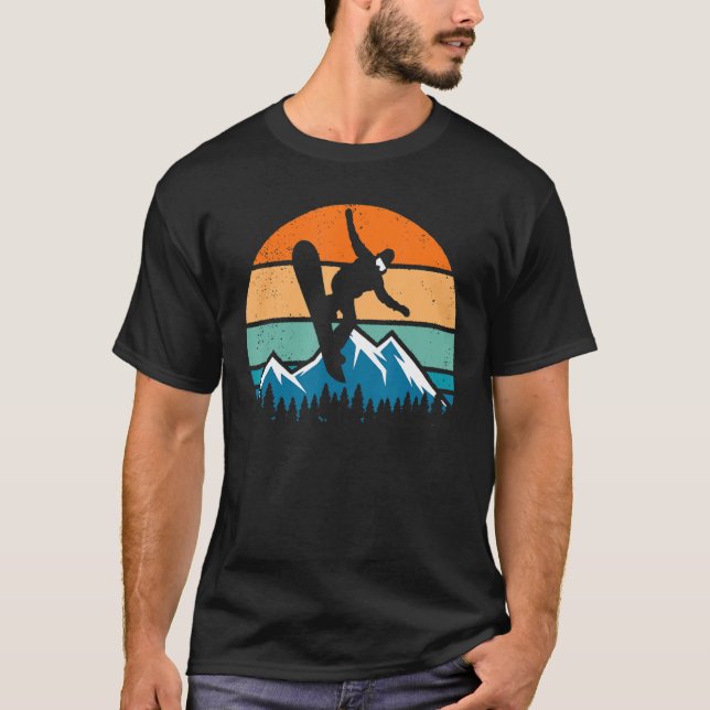 Retro Snowboarder Snowboarder T Shirt (Framsida)
