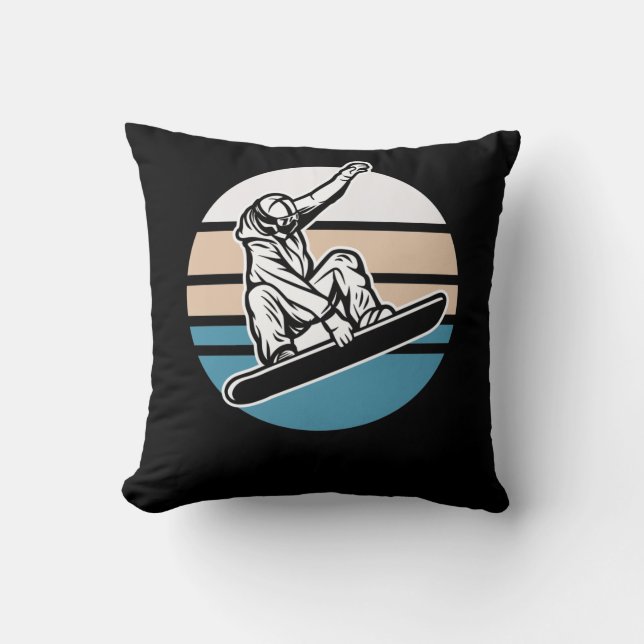 Retro Snowboarding Jump Snowboarder Winter Sport Kudde (Framsida)