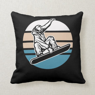 Retro Snowboarding Jump Snowboarder Winter Sport Kudde