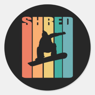 Retro Snowboarding Shirt Shred Snowboarder Gift Sn Runt Klistermärke