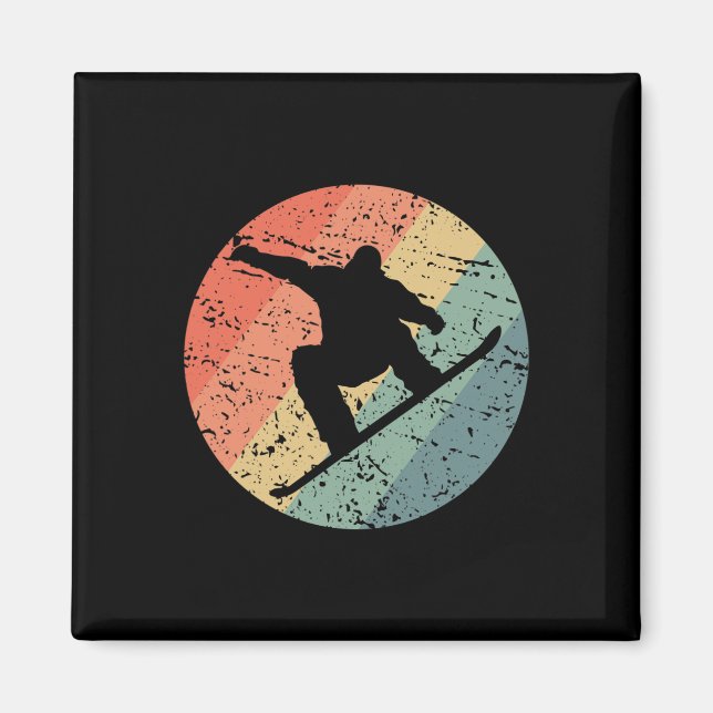 Retro Snowboarding Skiing Snö Winter Sport Ice Sn Magnet (Framsidan)