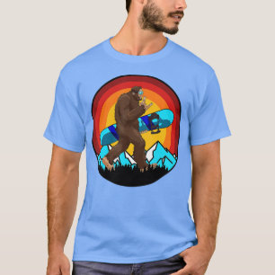 Retro Snowboarding Sunset Bigfoot Sten on for Snö T Shirt