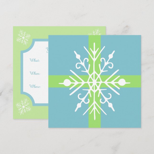 Retro Snowflake-inbjudningar Inbjudningar (Fram/baksida)