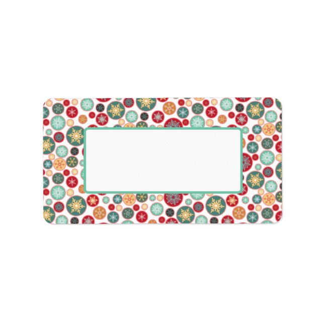 Retro Snowflake-julmäklare eller -gåva Adressetikett (Framsidan)