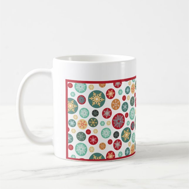 Retro Snowflakepolka dots för god jul Kaffemugg (Vänster)