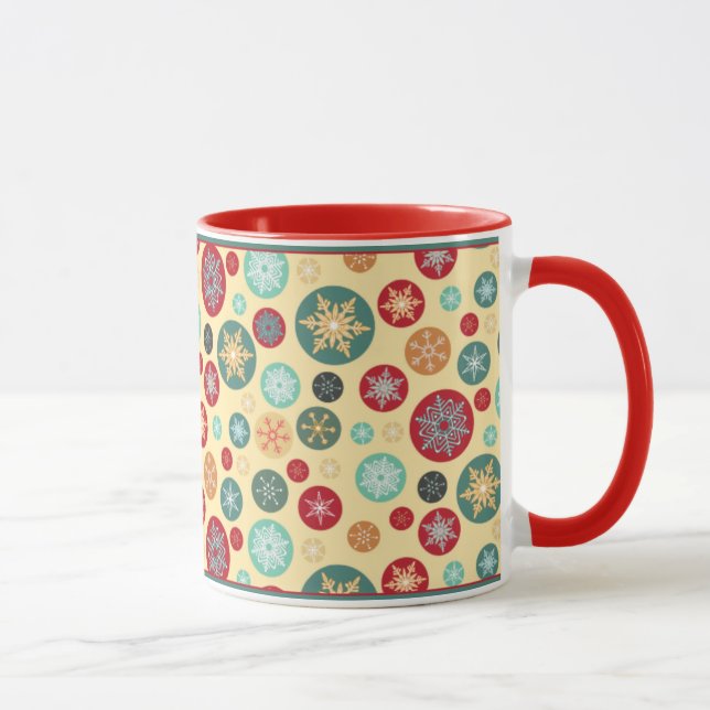 Retro Snowflakepolka dots för god jul Mugg (Höger)