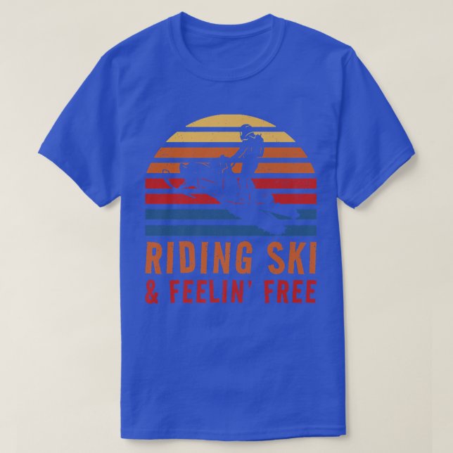 Retro Snowmobile Riding Ski och känner dig fri T Shirt (Design framsida)