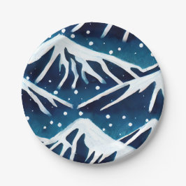 Retro Snowy Blue Mountains