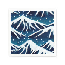 Retro Snowy Blue Mountains