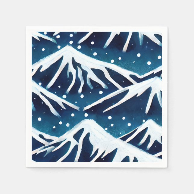 Retro Snowy Blue Mountains Pappersservett (Framsidan)